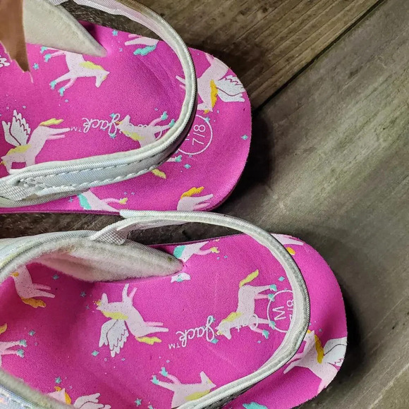 NWT Cat & Jack Horse Unicorn Flip Flops Sandals Pink White Little Girls Size 7/8 - Picture 6 of 12